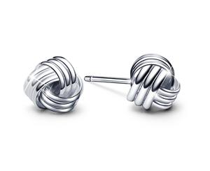 .925 Sterling Silver 3 Strand Knot Earrings-Silver