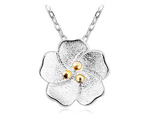 .925 Sterling Silver Floral Mirage Necklace-Silver/Clear