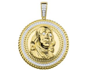 925 Sterling Silver Pendant - Benjamin Franklin $100 gold - Gold
