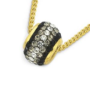 9ct Gold Black & White Crystal Charm Pendant