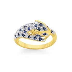 9ct Gold Sapphire & Diamond Leopard Ring