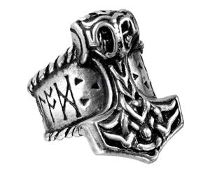 Alchemy Gothic Thor's Runehammer Pewter Ring UK Size T