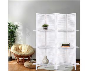 Artiss 4 Panel Room Divider Screen Privacy Foldable Dividers Timber Stand Shelf