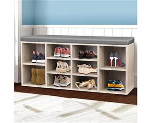 Artiss Shoe Cabinet Bench Shoes Storage Rack Organiser Wooden Shelf Cupboard Box 10 Cubes
