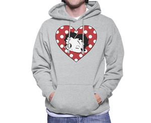 Betty Boop Wink Love Heart Men's Hooded Sweatshirt - Heather Grey