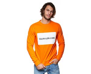 Calvin Klein Jeans Men's Institutional Box Logo Sweater - Orange Tiger