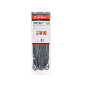 Crescent 450 x 7.6mm Black Cable Ties - 100 Pack