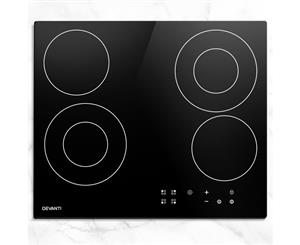 Devanti Ceramic Cooktop 60cm 6 Zone Cooking Burners Touch Control Electric Kitchen Cooker Stove Hob Black Glass