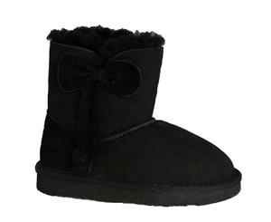 Eastern Counties Leather Childrens/Kids Coco Bow Detail Sheepskin Boots (Black) - EL130