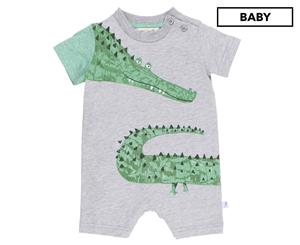 Fox & Finch Baby Boys' Everglades Alligator Romper - Pepper Marle
