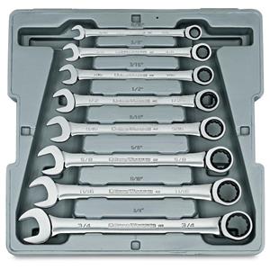 GEARWRENCH 5/16 - 3/4inch R/OE SAE Ratcheting Spanner Set 8pc 9308D