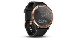Garmin Vivomove HR Connected Watch - Rose Gold with Black Silicone Band