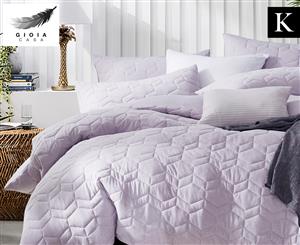 Gioia Casa Quilted Jersey Cotton King Bed Quilt Cover Set - Soft Lavender