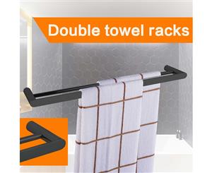 Luxury Matte Black Double Towel Rail Rack Bar Holder Stainless Steel 600mm