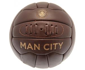 Manchester City Fc Retro Leather Heritage Football (Brown) - TA4709