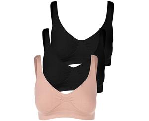 Maternity Bamboo Crop Top 3 Pack - 2 Black 1 Nude
