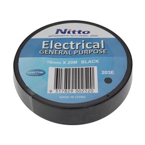 Nitto Denko 18mm x 20m Black PVC Electrical Insulation Tape