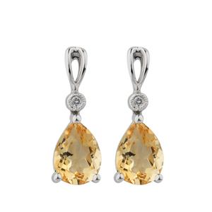 Online Exclusive - Earrings with Citrine & Diamonds in 10ct White Gold