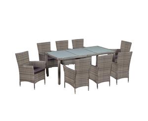 Outdoor Dining Set 17 Piece Poly Rattan and Glass Grey Table Chairs