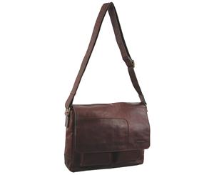 Pierre Cardin Rustic Leather Computer/Messenger Bag (PC2805) - Chestnut