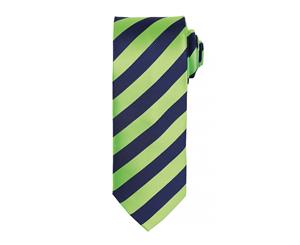 Premier Mens Club Stripe Pattern Formal Business Tie (Lime/Navy) - RW5238