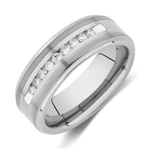 Ring with 0.25 Carat TW Diamond in Grey Tungsten
