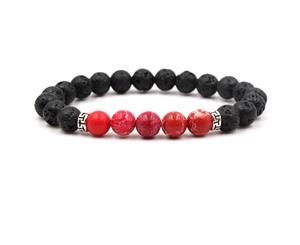 Sea Sediment Jasper and Lava Healing Aromatherapy Essential Oil Diffuser Bracelet - Protection and Stability - 5 Colours - Gift Idea - Red Lotus