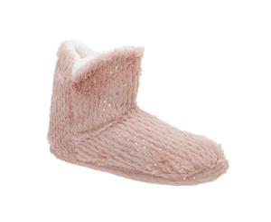 Slumberzzz Womens/Ladies Gold Spot Embossed Bootee Slippers (Pink) - SL746