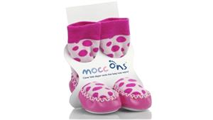 Sock Ons Mocc Ons Pink Spot Slipper Socks - 6-12 Months