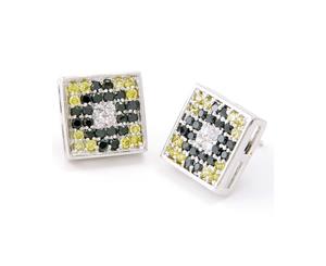 Sterling 925 Silver MICRO PAVE Earrings - MULTI ICED - Silver