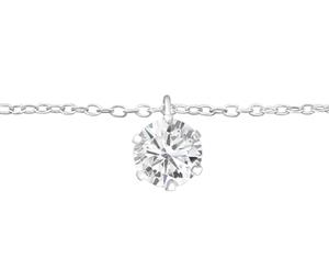 Sterling Silver Anklet with 6mm Round CZ Crystal