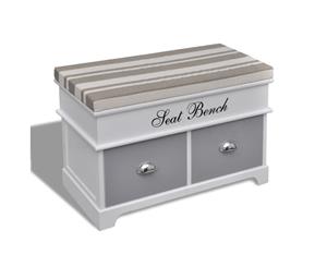 Storage Bench Shoe Cabinet Entryway Organiser Chair 2 Drawer Wooden White