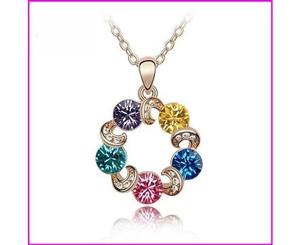 Swarovski Crystal Elements Necklace - Happiness Sky Wheel- 14k Gold Plate - Valentine's Day Gift Idea - Rainbow