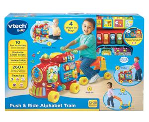 VTech Baby Push and Ride Alphabet Train - Sit Down Walker Pull-Along Ride-On