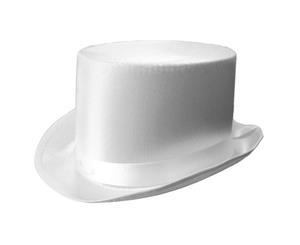 White Satin Top Hat Victorian Gentleman Races Wedding