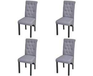 4x Dining Chairs Fabric Light Grey High Back Padded Seat Home Kitchen
