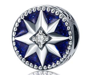 .925 Solid Sterling Silver Frozen Star Snowflake CZ Charm