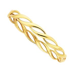 9ct Gold 65mm Solid Oval Wave Bangle