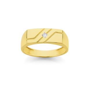 9ct Gold Diamond Gent Signet Ring