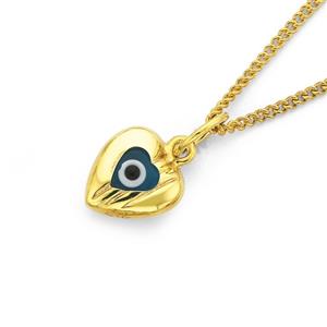 9ct Gold Evil Eye Heart Charm