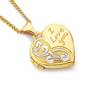 9ct Gold Two Tone 'I Love You' Locket