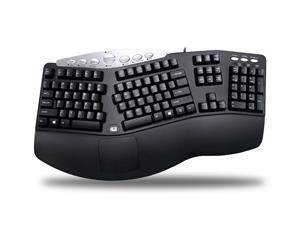 Adesso PCK-208B Tru-Form Media - Contoured Ergonomic Keyboard with Hotkeys