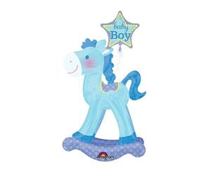 Airwalker Baby Boy Blue Rocking Horse Foil Balloon