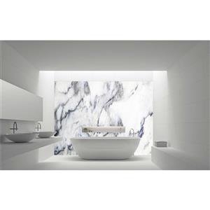 Bellessi 445 x 1200 x 4mm Motiv Polymer Bathroom Panel - White Marble