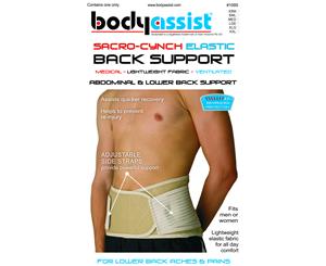 BodyAssist Sacro Cynch Elastic Lower Back Support Lumbar Orthopaed Compression - Beige