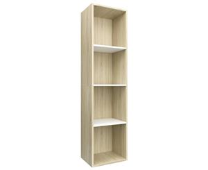 Book Cabinet/TV Cabinet White and Sonoma Oak Chipboard Living Room Rack