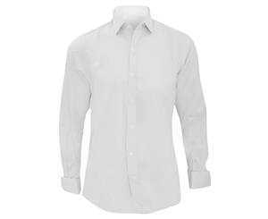 Brook Taverner Mens Chelford Cotton Slim Fit Double Cuff Work Shirt (White) - RW2621