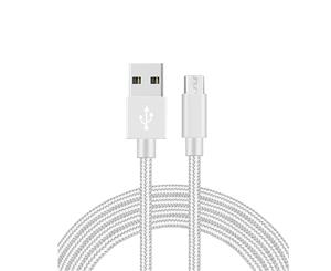 Catzon 1M 2M 3M 1Pack Micro USB Cable Nylon Braided Phone Cable Fast Charger Cable USB Cord -Silver