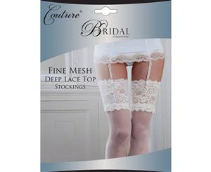 Couture Womens/Ladies Bridal Fine Mesh Lace Top Stockings (1 Pair) (Ivory) - LW127