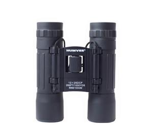 HUMVEE 12x25 Rubber Coated Compact Binocular Anti-Reflective Ruby-Red Lenses